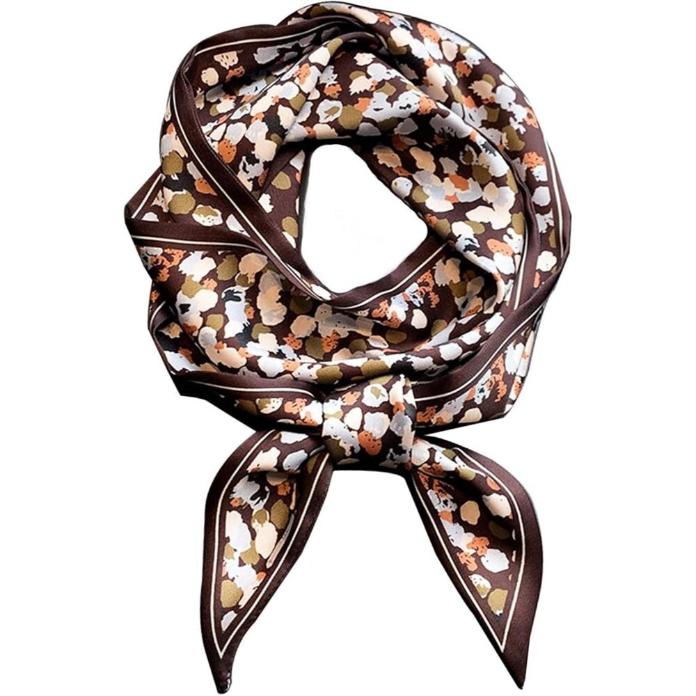 Women Black Cashew Herb  Stone Purse Handbags Satin Scarf Lightweight Neck